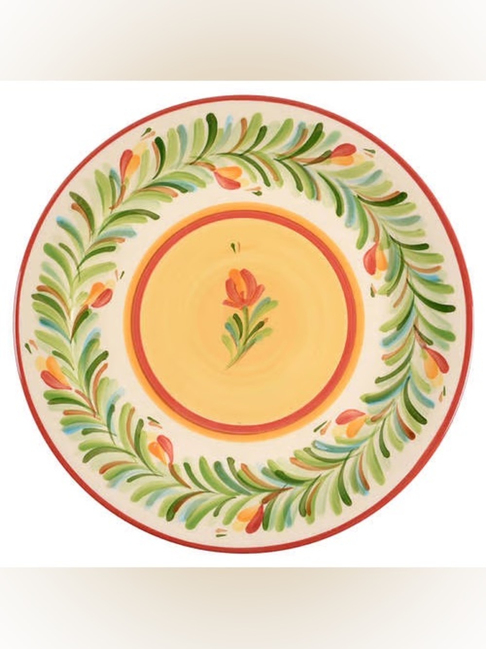 Set of 6 Gail Pittman Siena Garland Rim Hand Painted Dinner Plates
